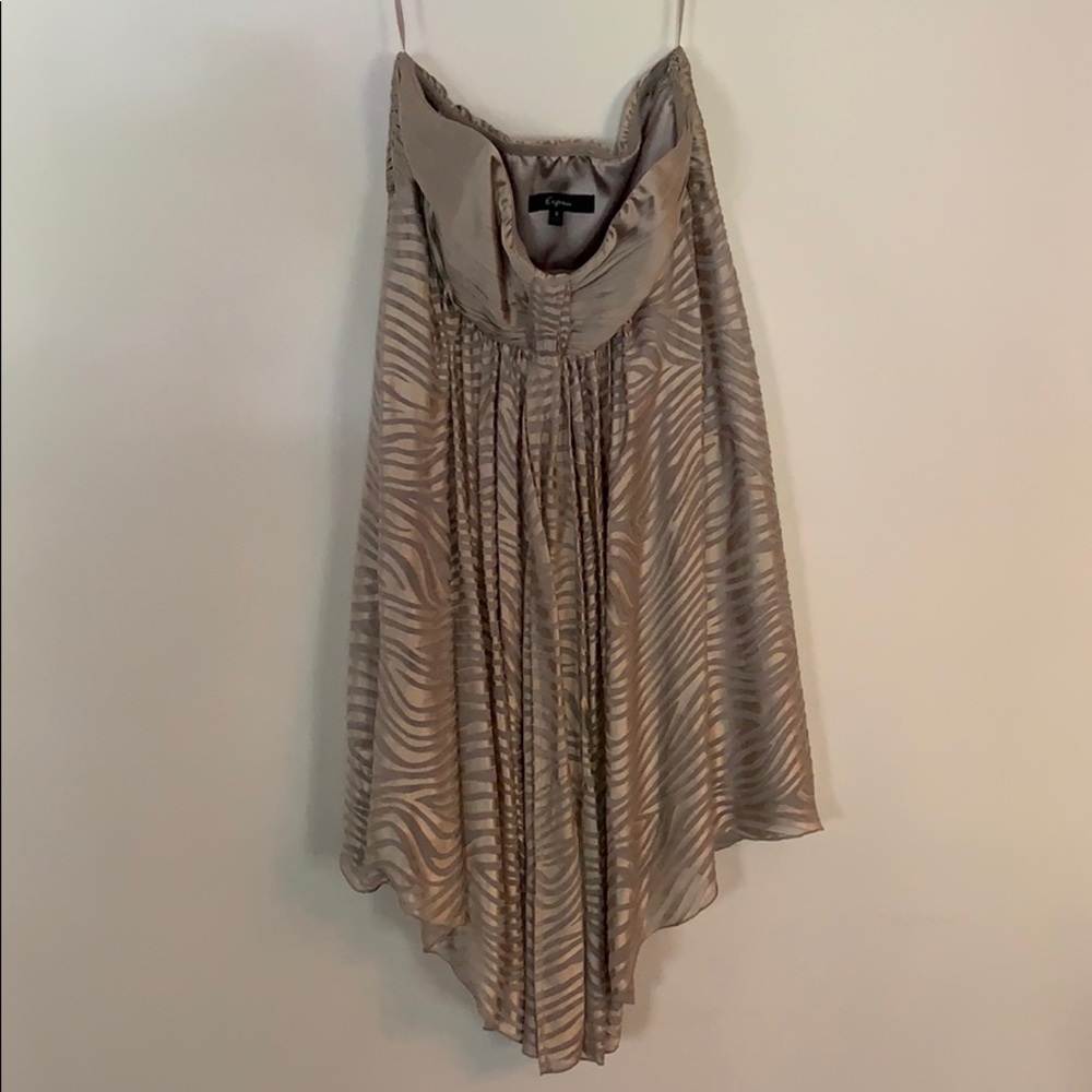 Express Champagne Silk Animal Print Dress